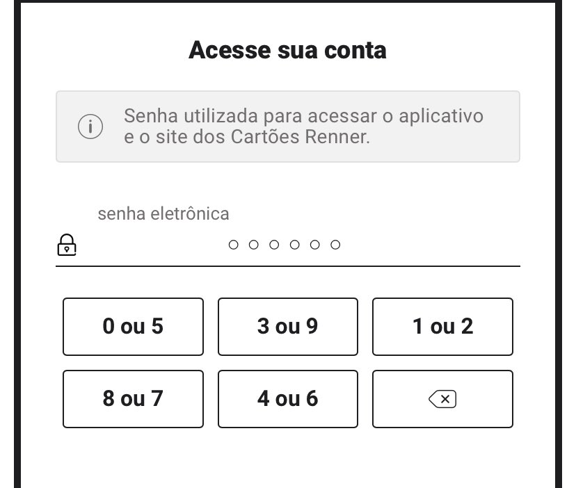 Imagem da UI de um teclado para input de senha em aplicativo de banco